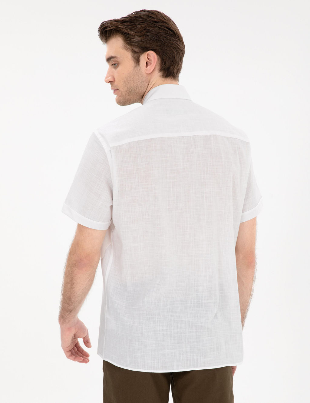 Beyaz Keten G_r_n_ml_ Regular Fit K_sa Kollu G_mlek - Pierre cardin фото 5