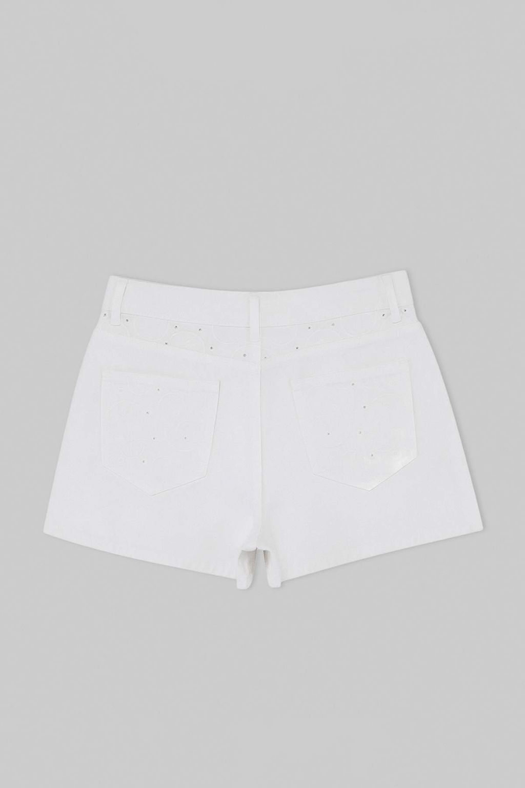 Ekru Brode Detayl_ Y_ksek Bel Mini Denim _ort TWOSS26SR00129