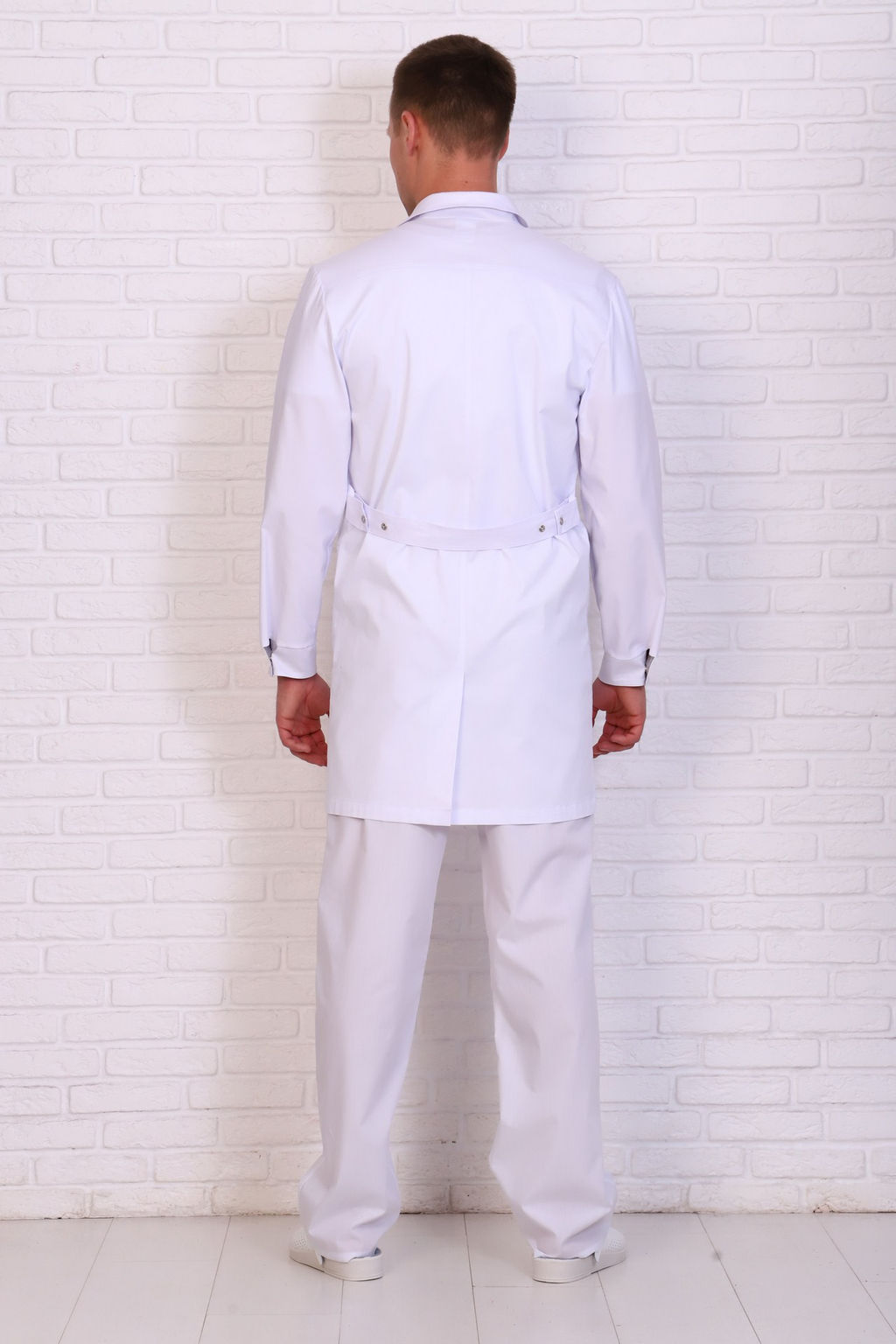 Халат мужской 236 CVC. Цвет: белый и серый - Стильб фото 3