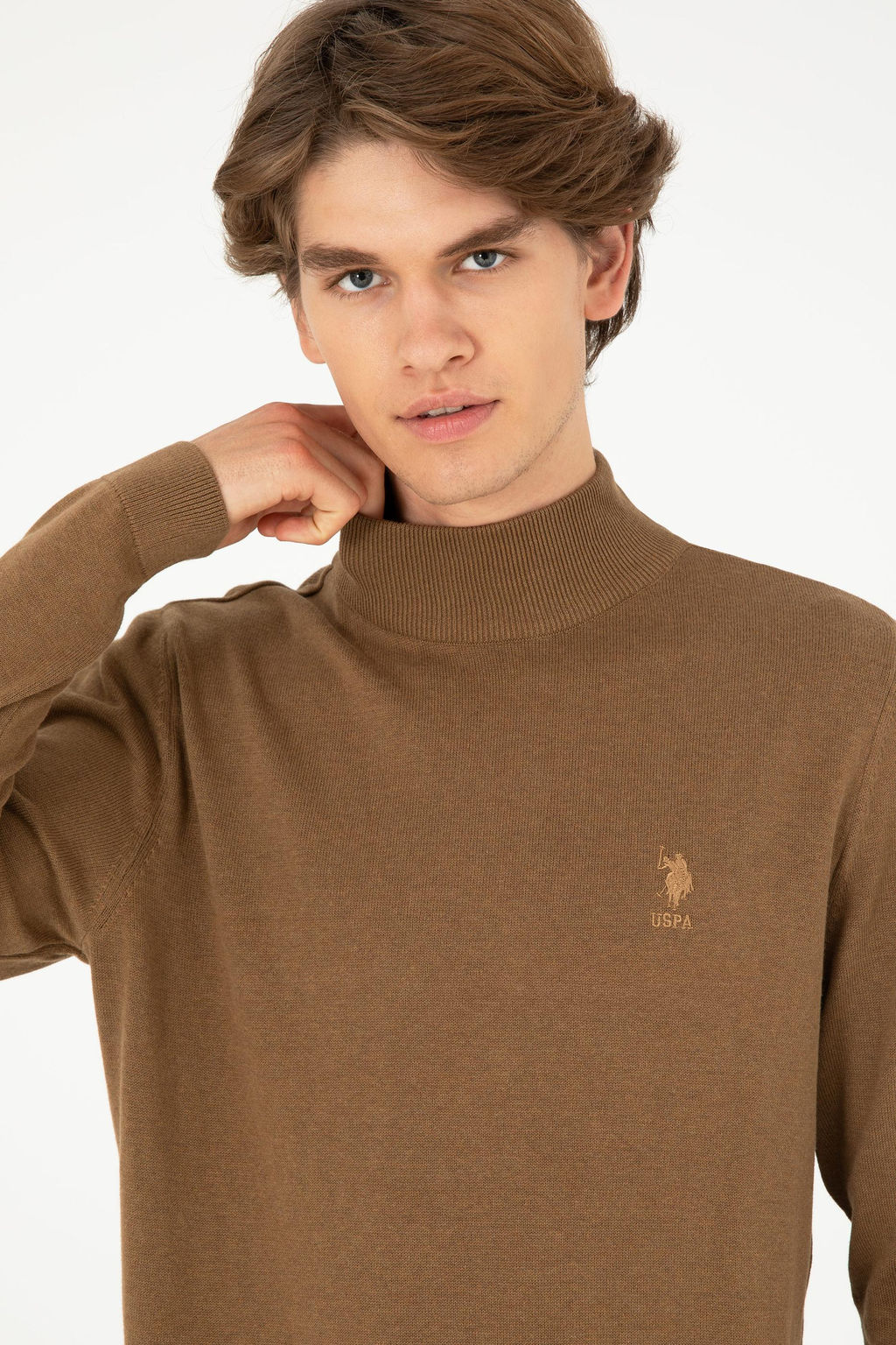 Мужской базовый свитер хаки меланжевого цвета - U.s. polo assn фото 2