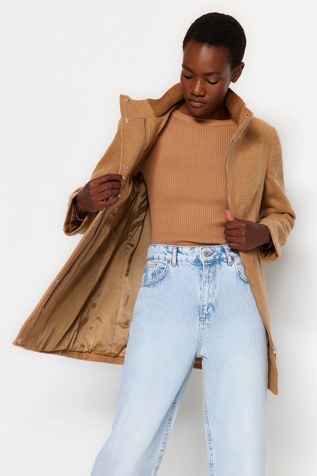 Camel Ribana Yaka Detayl? Yunlu Kase Kaban TWOAW24KB00059