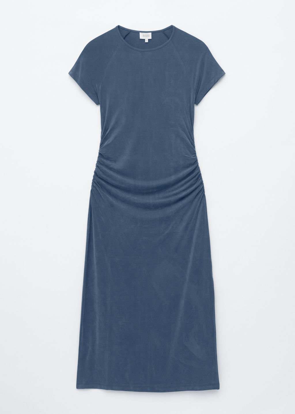 Vestido midi fruncido con mangas ragl?n