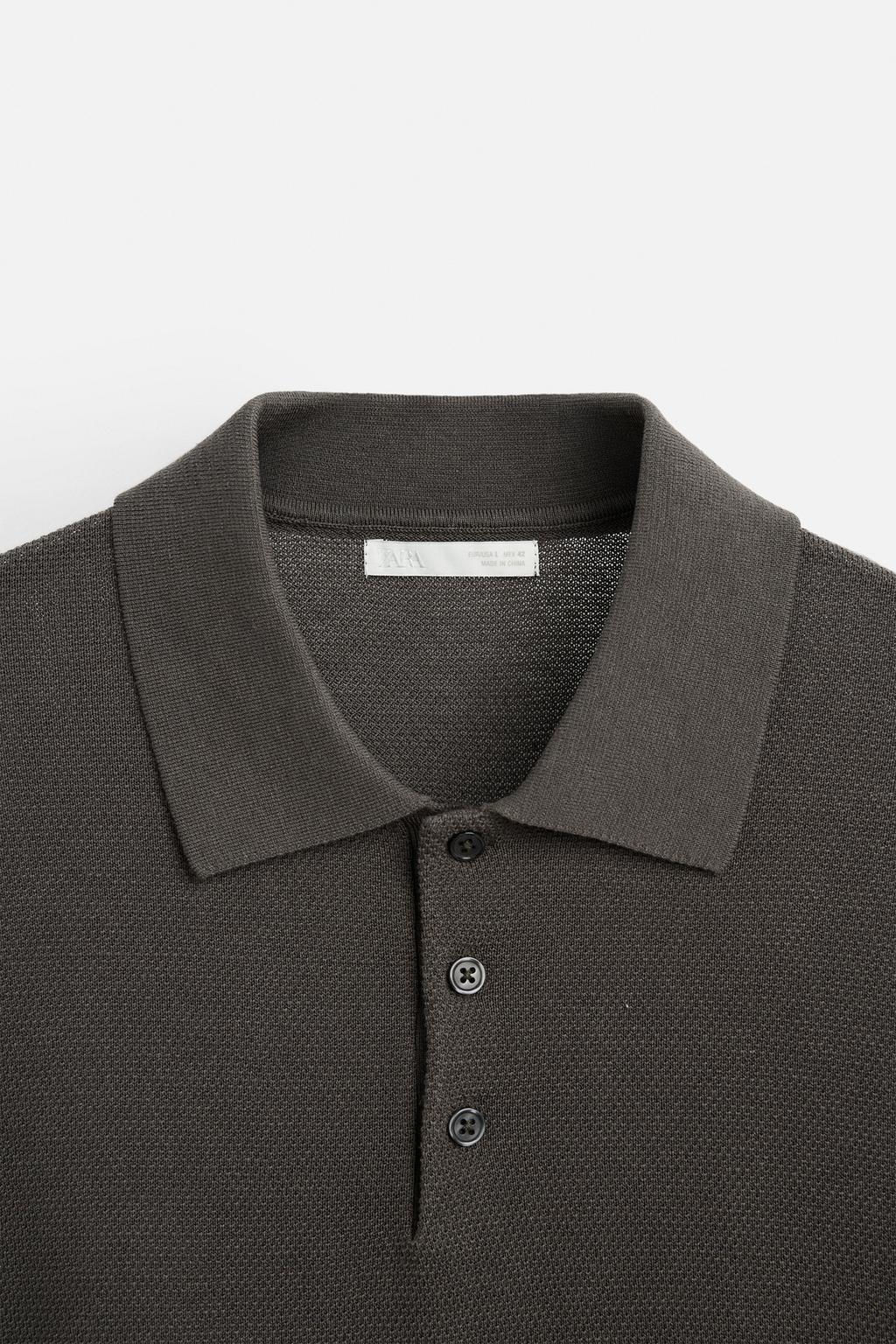 SILK/COTTON KNIT POLO SHIRT - Zara фото 10