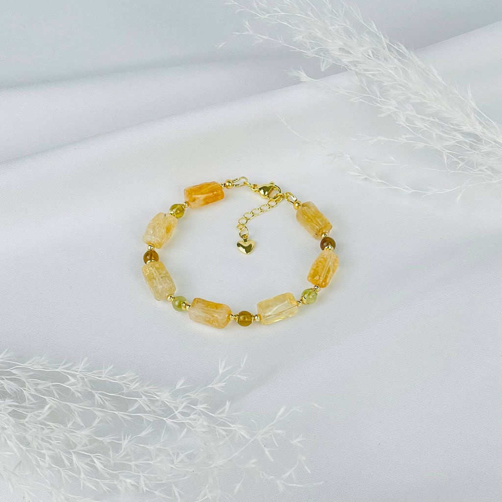 Браслет из Цитрина и Граната (Гроссуляр) 17 см +