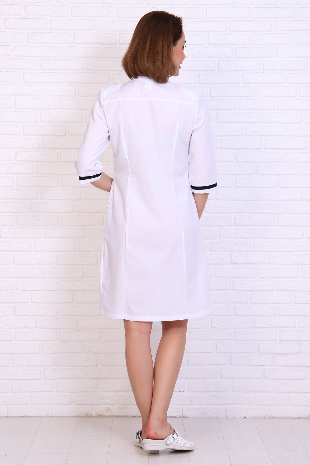 Халат женский 196 ТС. Цвет: белый и черный - Стильб фото 4