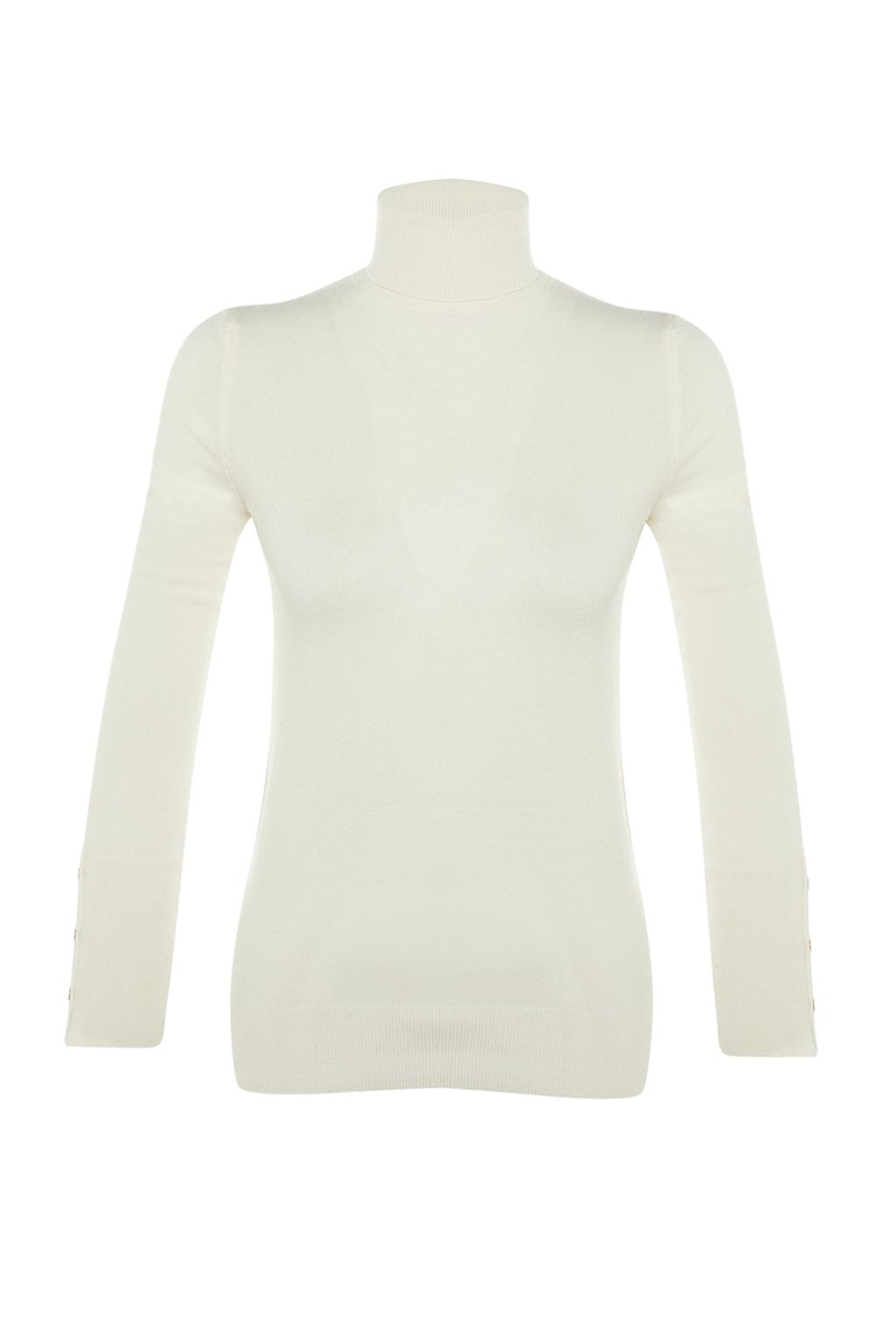 Ekru Merserize Gorunumlu Crop Premium Iplik / Ozel Iplik Basic Triko Kazak TWOAW23KZ01514