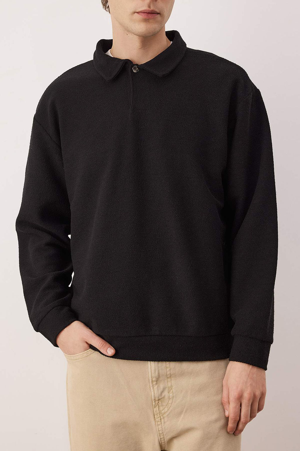 Yesil Yeni Oversize/Genis Kesim Polo Yaka Kal?n C?tc?tl? Sweatshirt TMNAW26SW00051 - Trendyolmilla фото 15