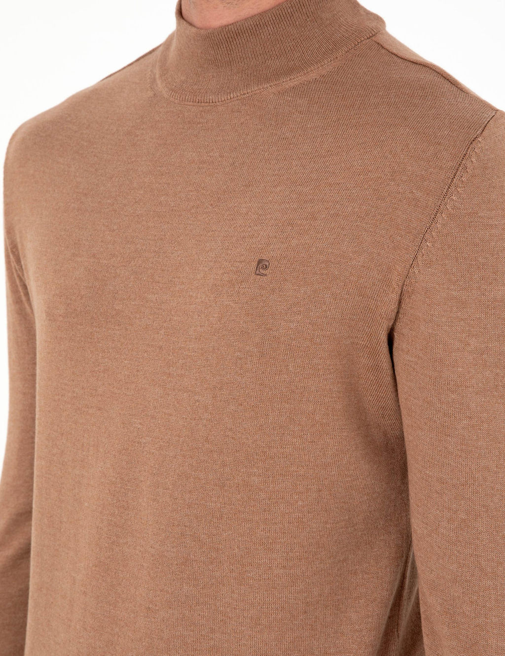 Camel Melanj Slim Fit Yar_m Bal_k__ Yaka Basic Triko Kazak - Pierre cardin фото 7