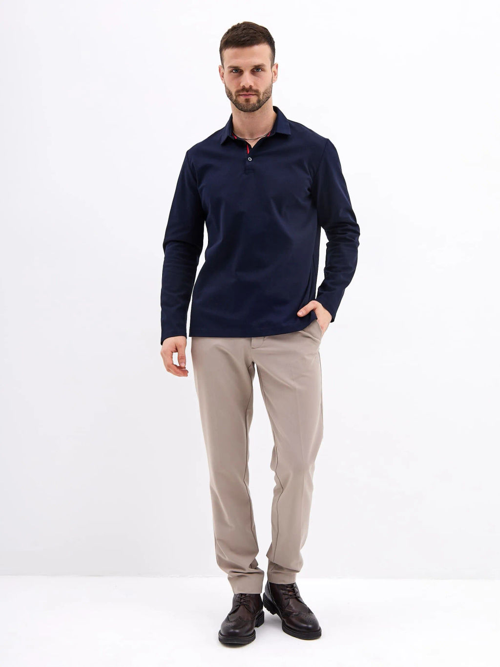 Джемпер мужской с воротником поло GREG G155-TO1246T-LT1634 (синий)