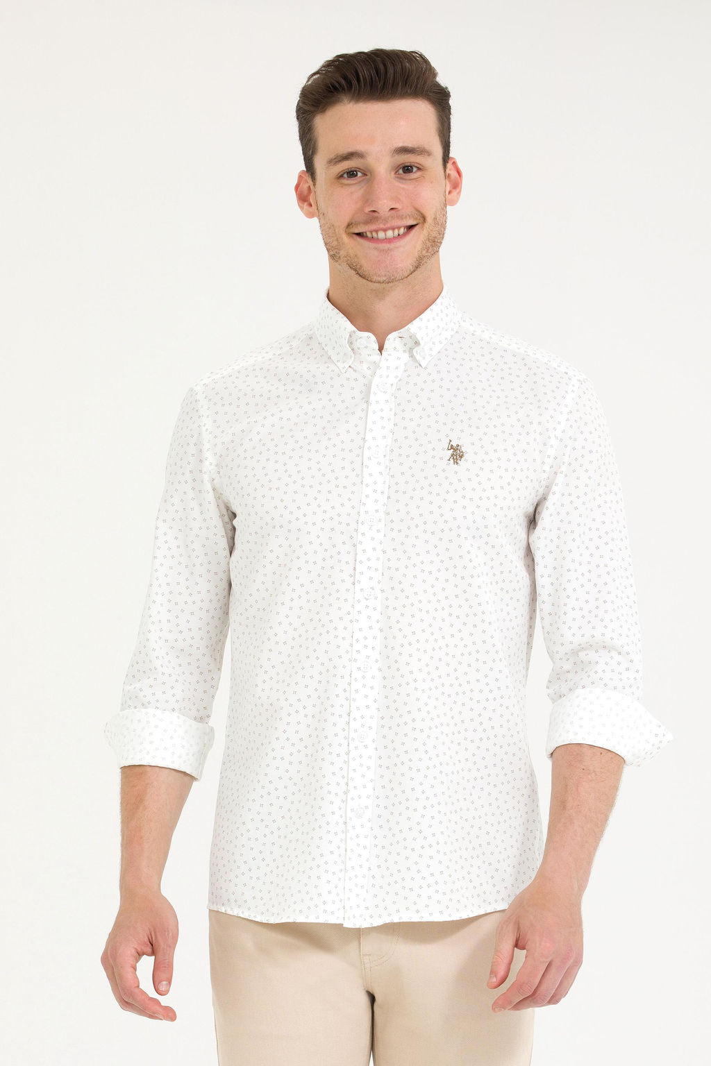 U. S. Polo Assn / Мужская бежевая рубашка с длинным рукавом - U.s. polo assn фото 3