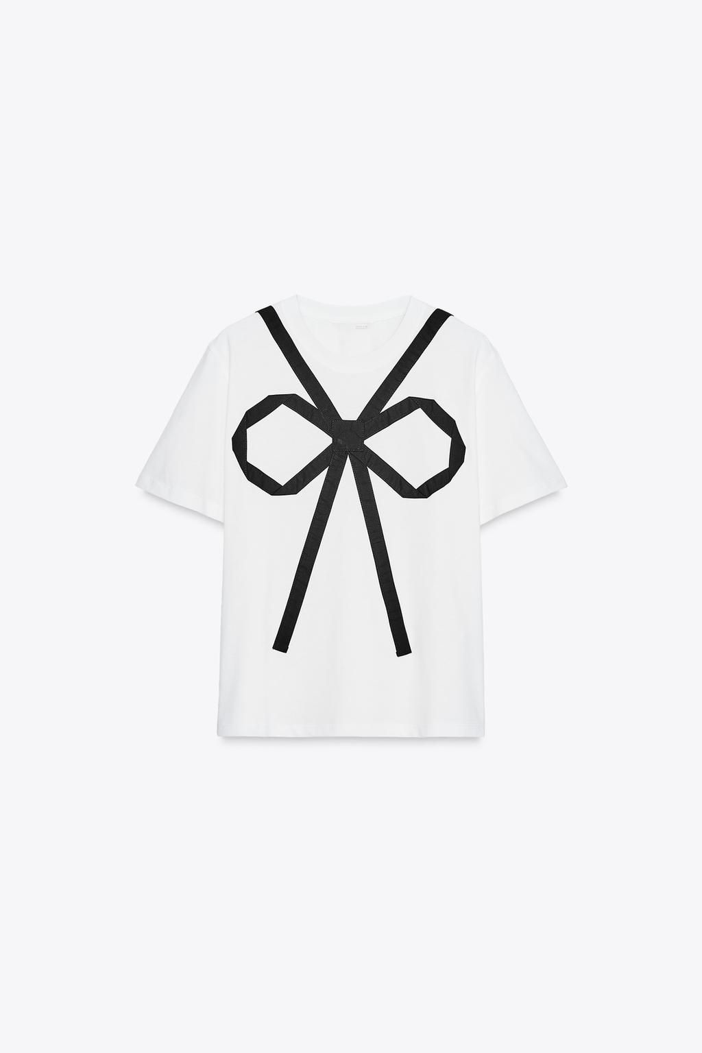 T-SHIRT WITH CONTRAST BOW - Zara фото 5