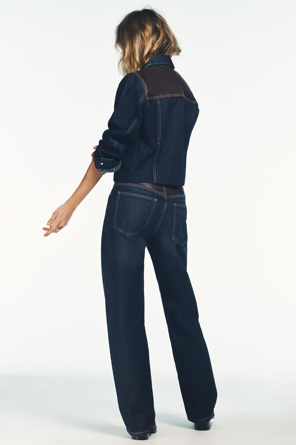 TRF STRAIGHT WIDE HIGH-WAIST LEATHER JEANS - Zara фото 18