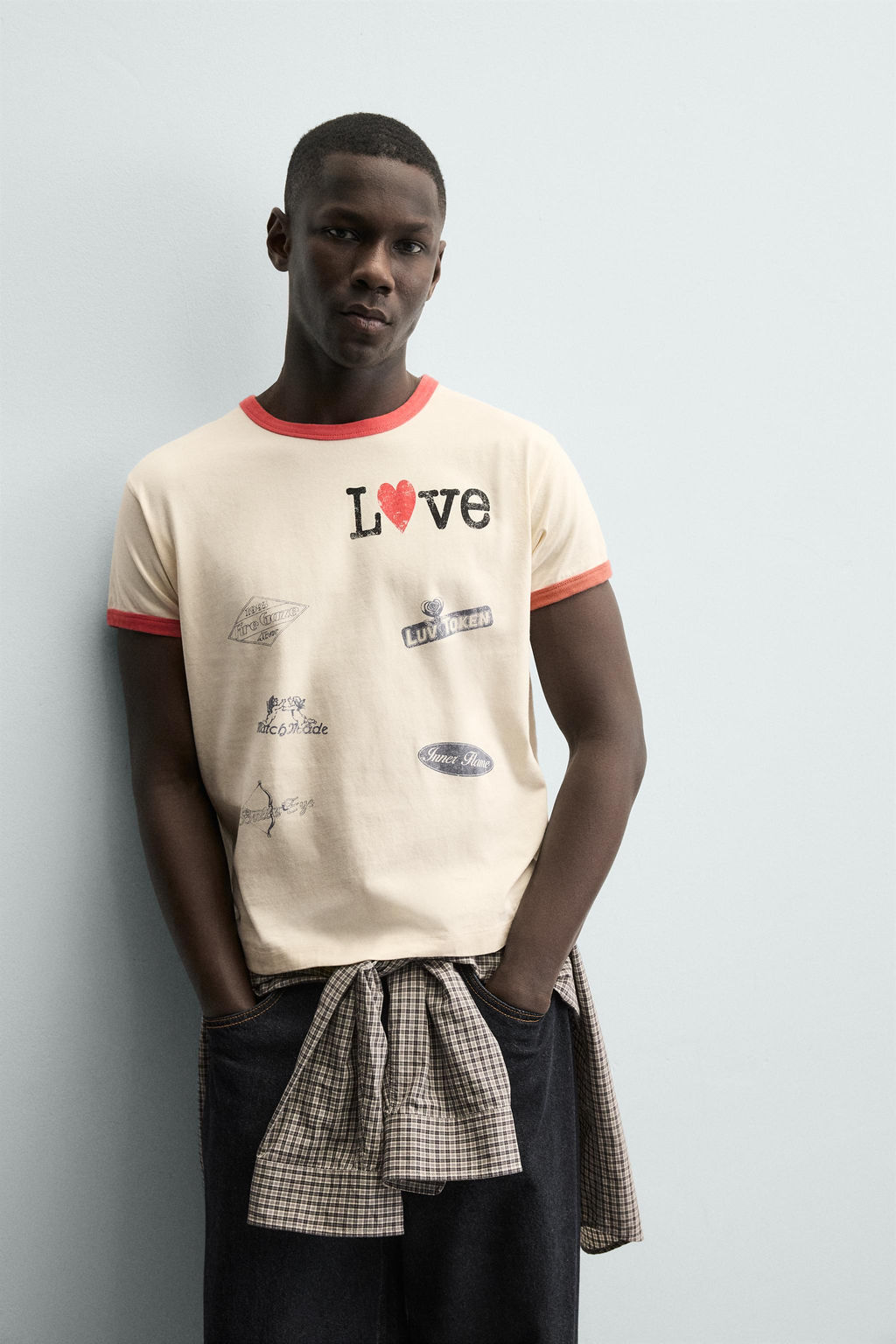 RIB T-SHIRT WITH CONTRAST HEART - Zara фото 6