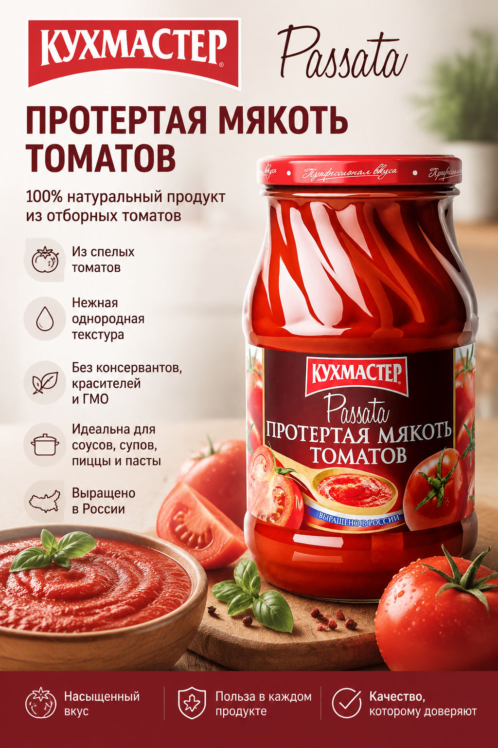 Протертая мякоть томатов Кухмастер Passata 460 г