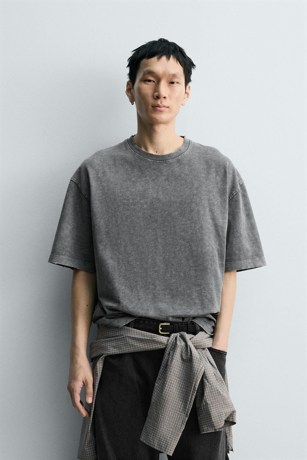 CAMISETA RELAXED FIT ESTRUCTURA FLAM? LAVADO / Antracita oscuro - Zara фото 10