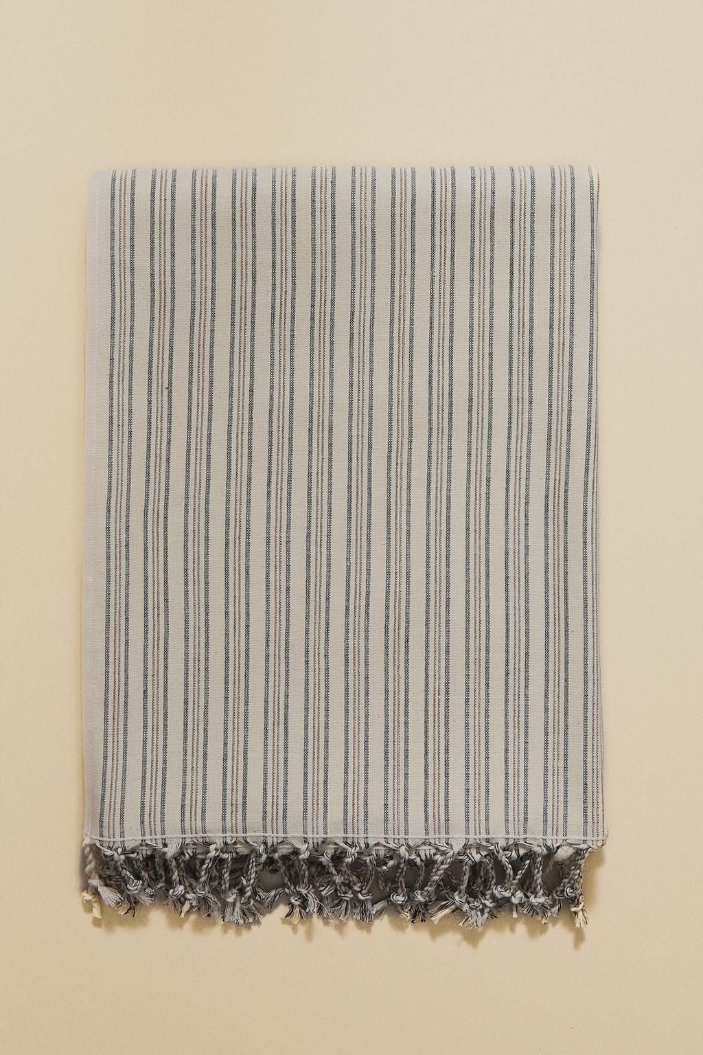 STRIPED COTTON BEACH TOWEL WITH FRINGING - Zara фото 12