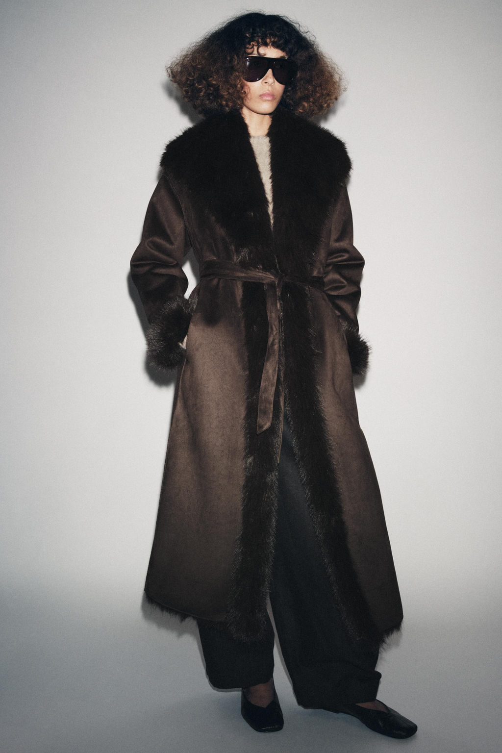 BELTED FAUX FUR COAT ZW COLLECTION - Zara фото 2