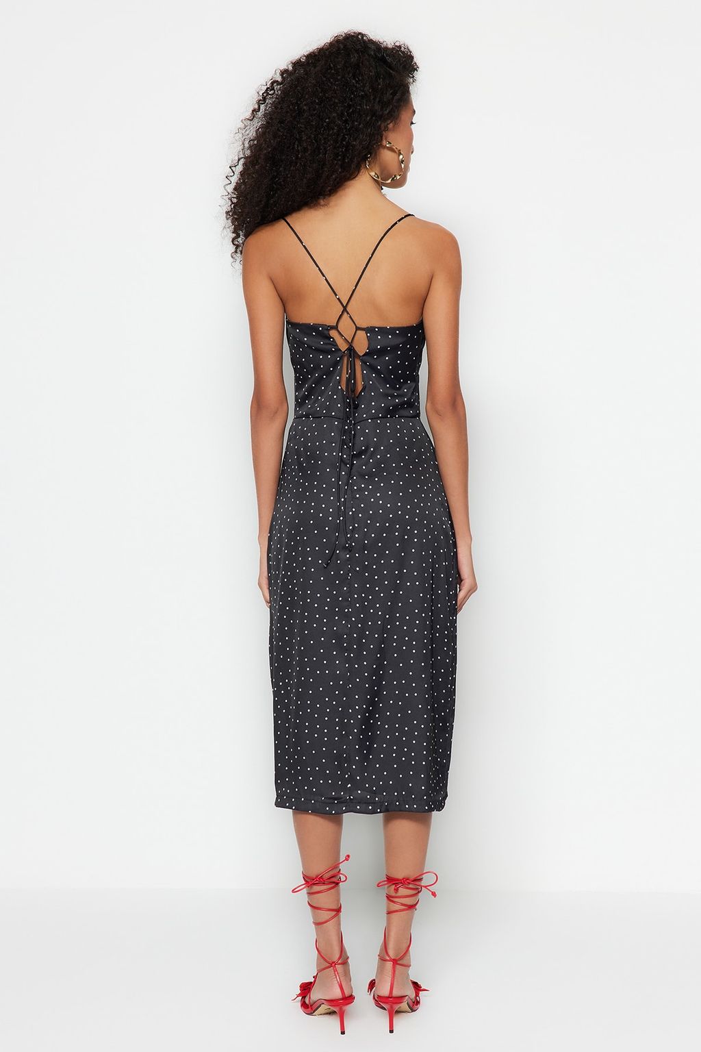 TRENDYOLMILLA Bej Leopar Desenli Midi Dokuma Elbise TWOSS23EL00188 фото 11