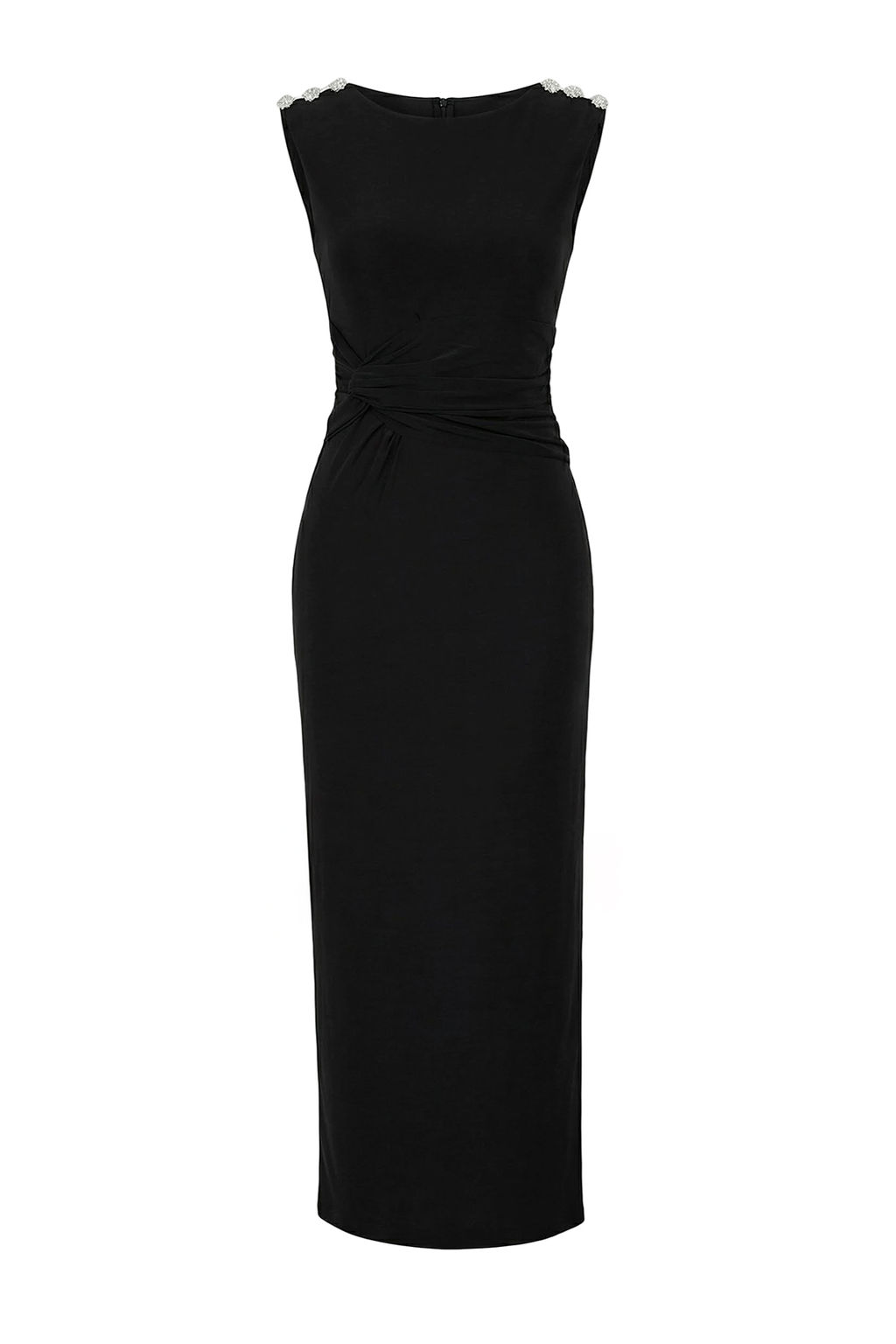 Siyah Kolsuz Dugme Detayl? Maxi Mezuniyet/Balo Elbise TPRSS26EL00008