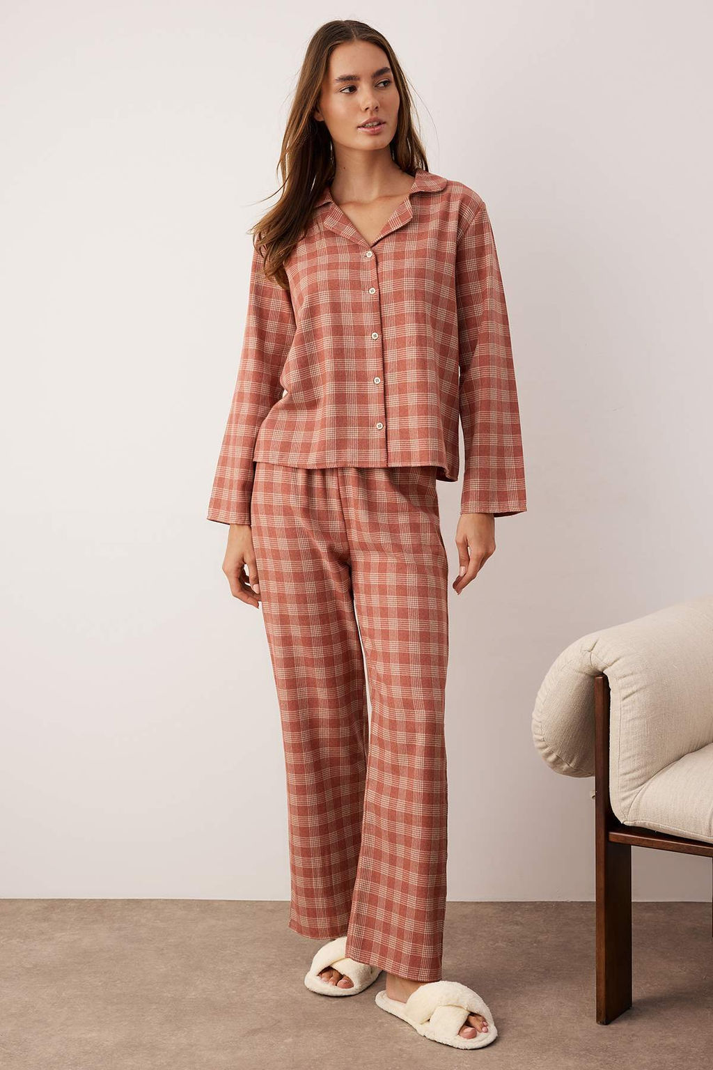 Gul Kurusu Kal?n/K?sl?k Ekoseli Flanel Dokuma Pijama Tak?m? THMAW26PT00196 - Trendyolmilla фото 2