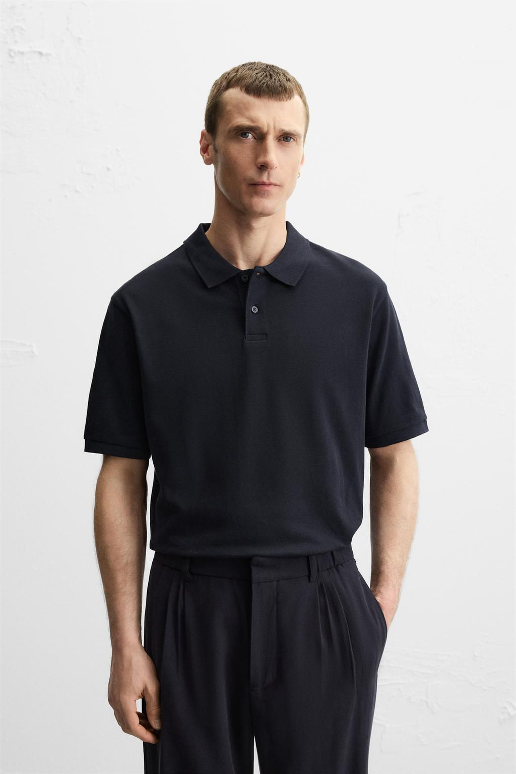 WASHED TEXTURED PIQUE POLO SHIRT - Zara фото 16