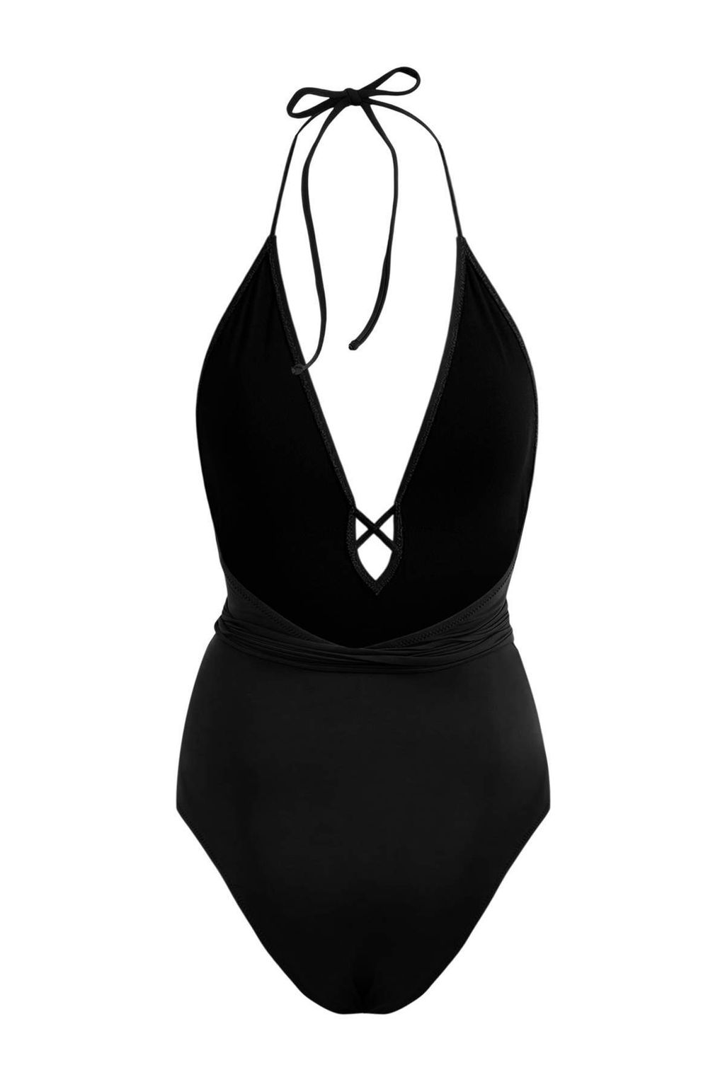 Siyah Derin V Yaka Kapl? Baglamal? High Leg Brazilian Mayo TBESS26MA00062