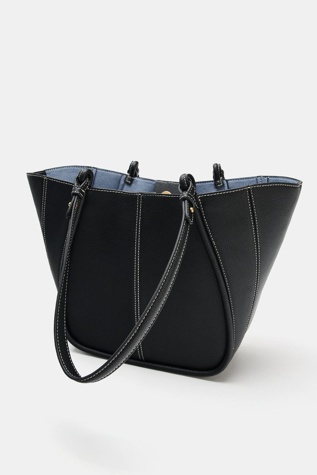 BOLSO MINI SHOPPER PESPUNTES / Negro - Zara фото 3