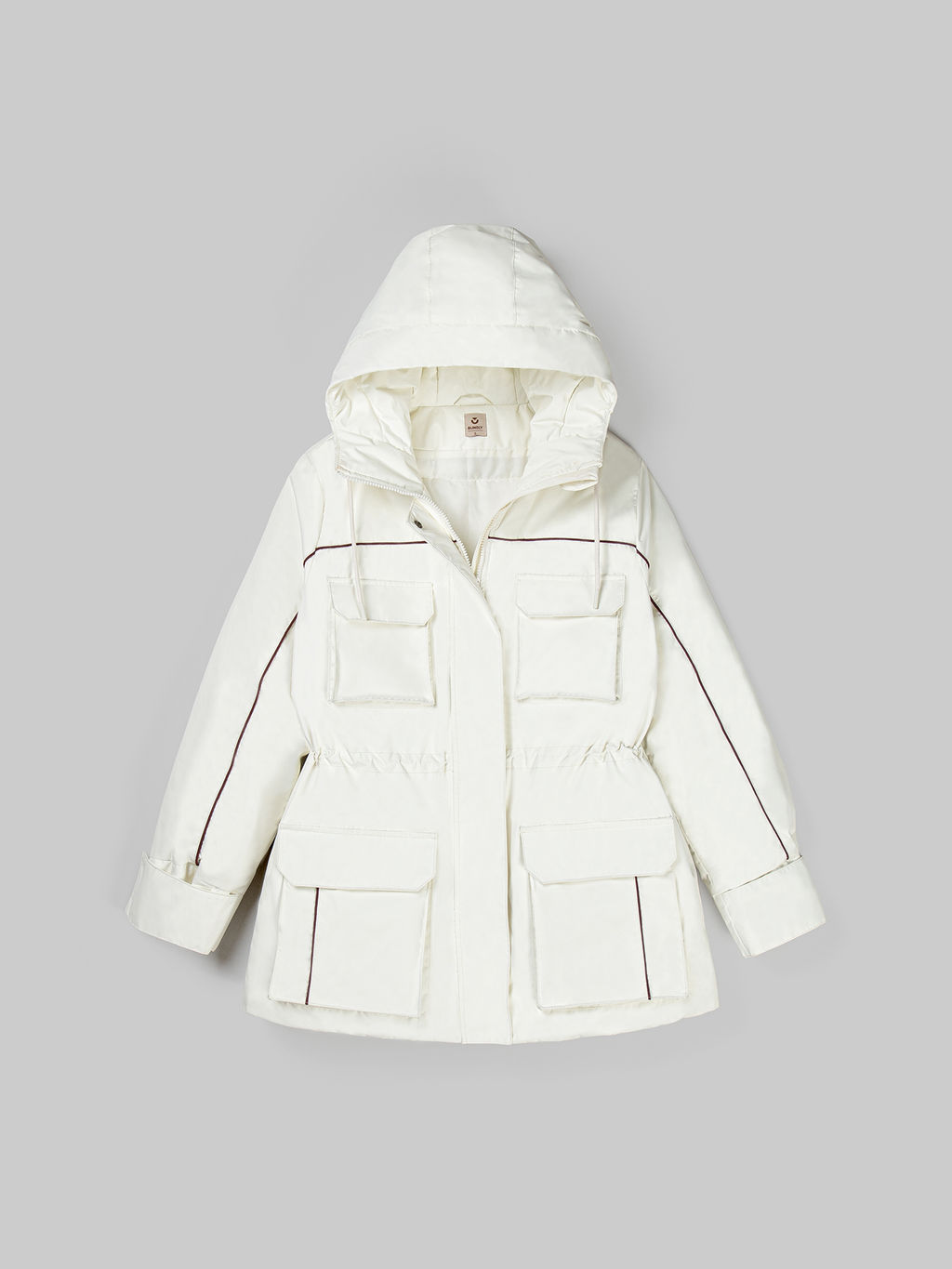 Парка демисезонная с контрастным кантом "Молоко" женская