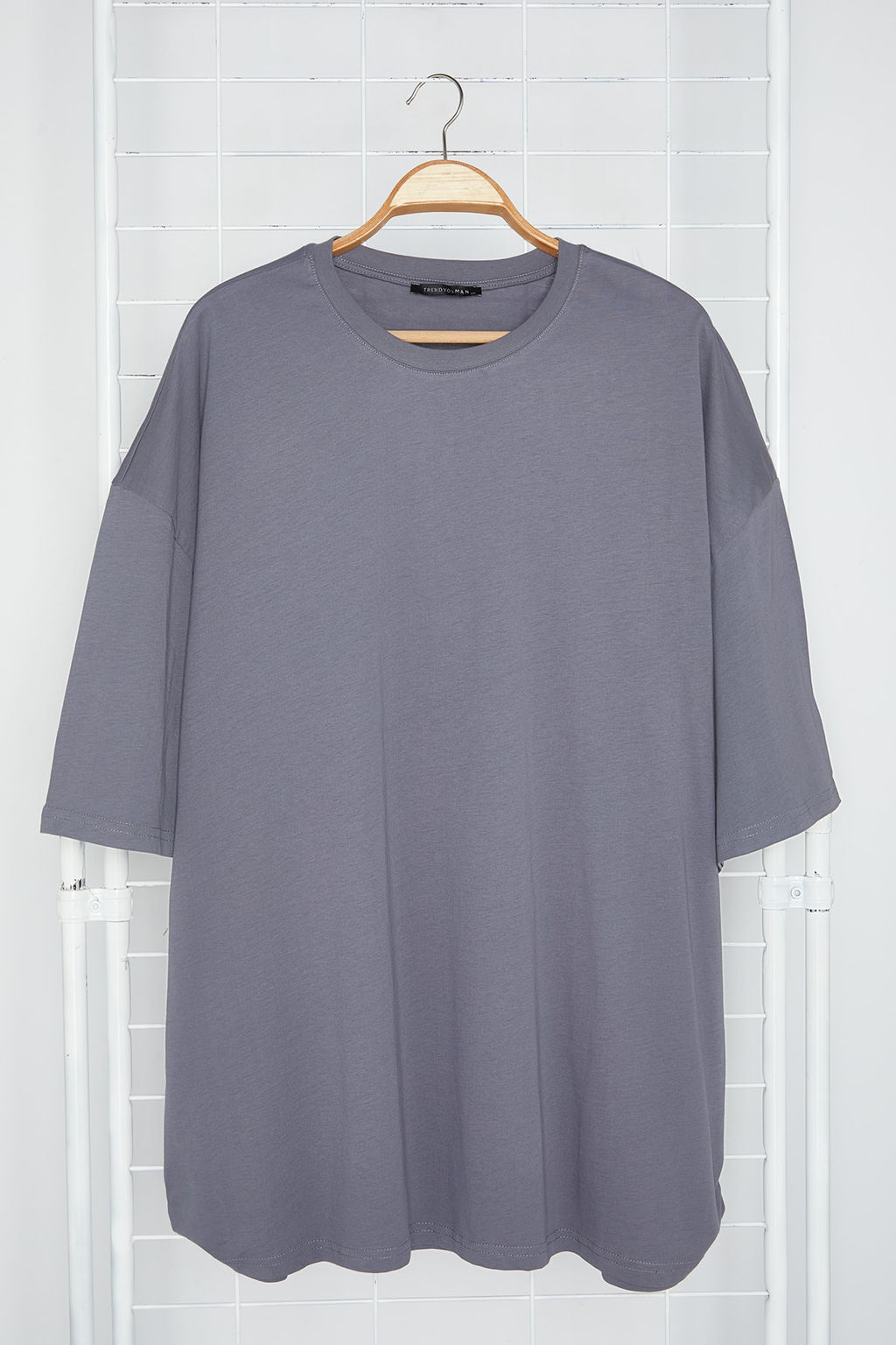 Buyuk Beden Antrasit Oversize/Genis Kesim %100 Pamuklu T-Shirt TMNSS23TS00139