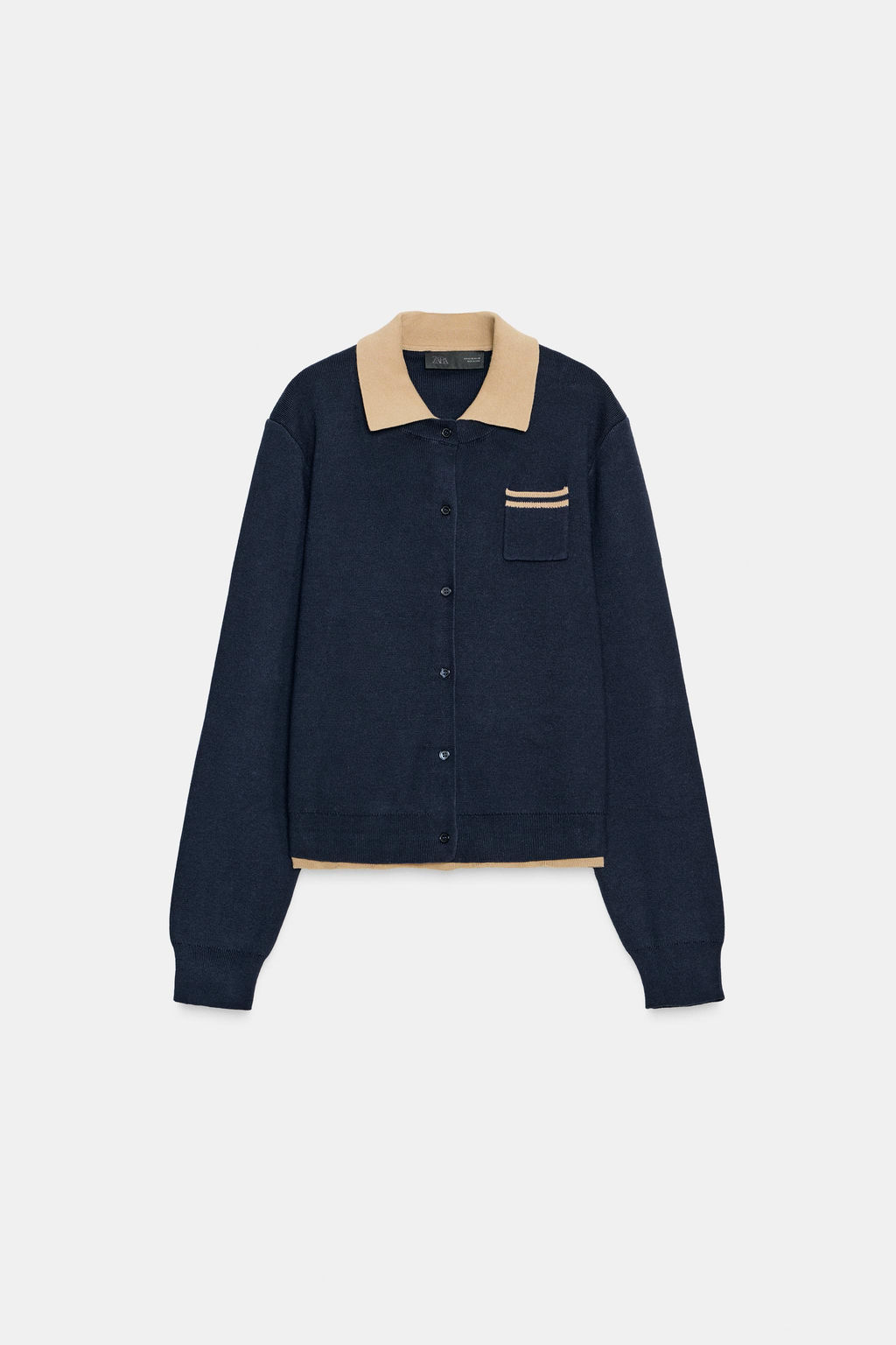 CONTRAST DOUBLE-LAYER KNIT POLO JACKET - Zara фото 3