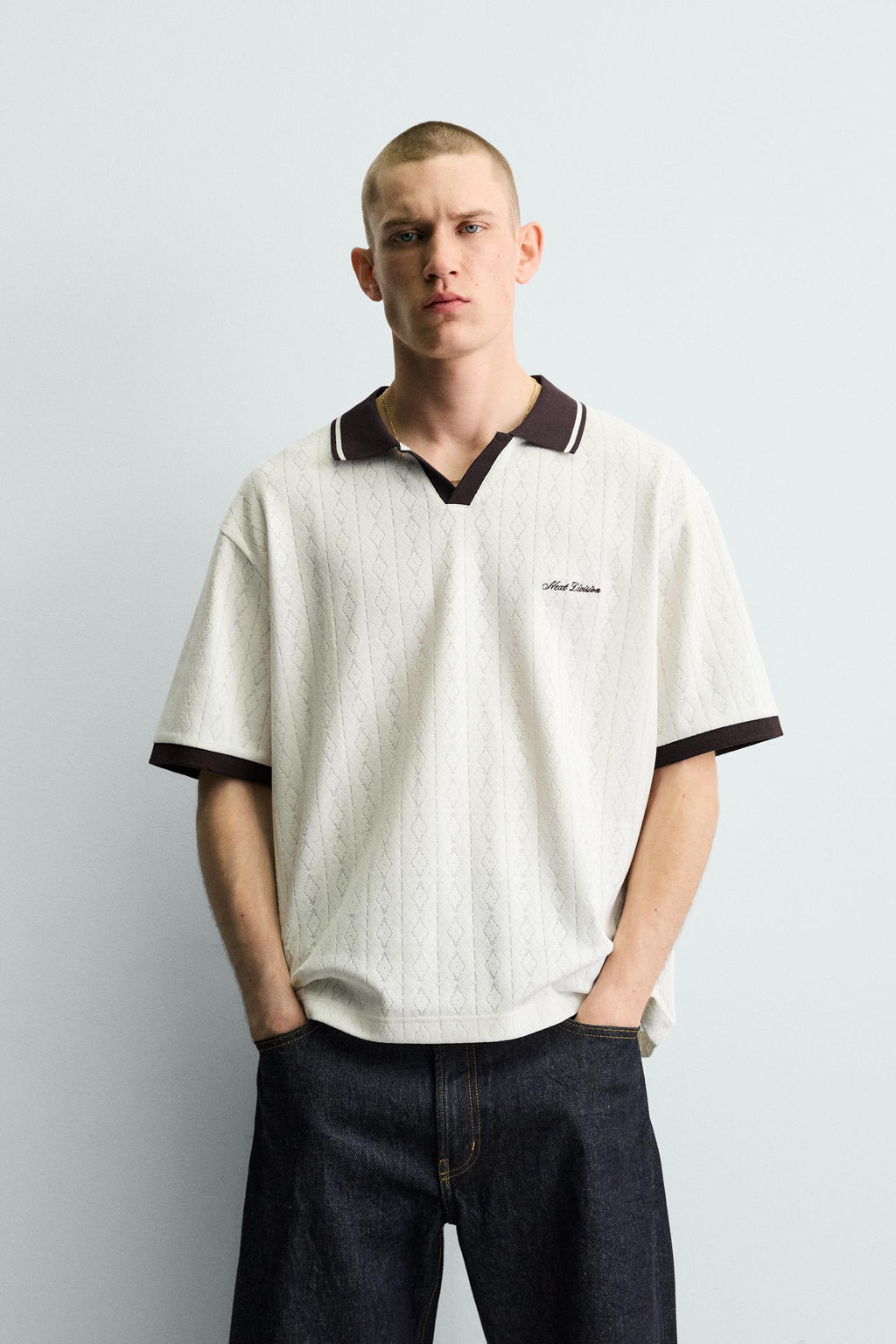 POLO JACQUARD VERTICAL BORDADO / Granate - Zara фото 2