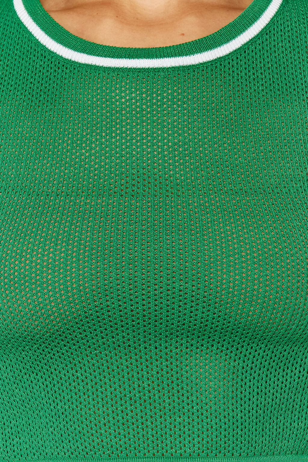 Yesil Crop Ajurlu/Delikli T-Shirt Gorunumlu Triko Kazak TWOSS24KZ00021 - Trendyolmilla фото 5