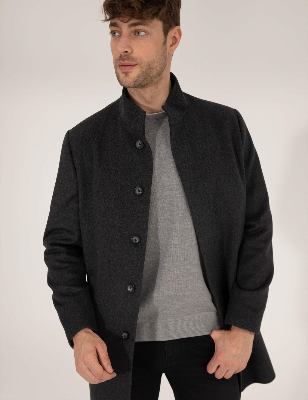 Antrasit Slim Fit Palto - Pierre cardin фото 2