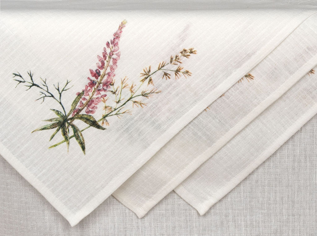 21С262-ШР/п.р./уп. Комплект столовый 99*99 + 4 салф. 47*47 "Цветочное лето" цв. 1 рис. 9 белый