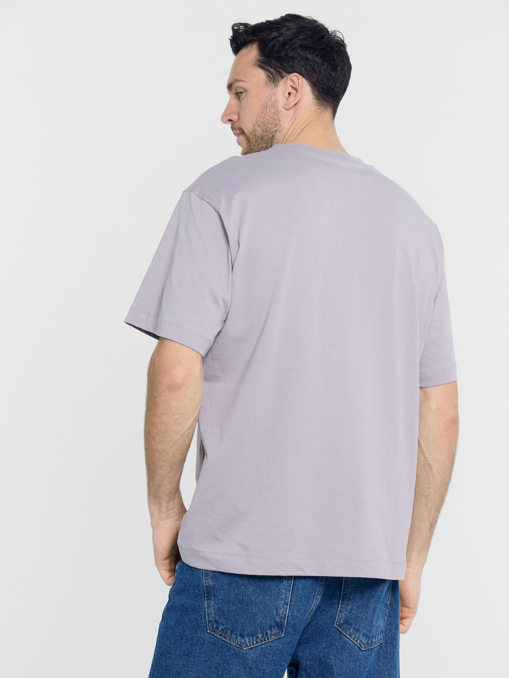Футболка мужская пыльно-лиловая с печатью