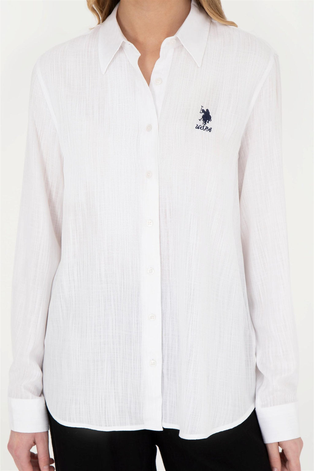 Женская белая рубашка с длинным рукавом - U.s. polo assn фото 6