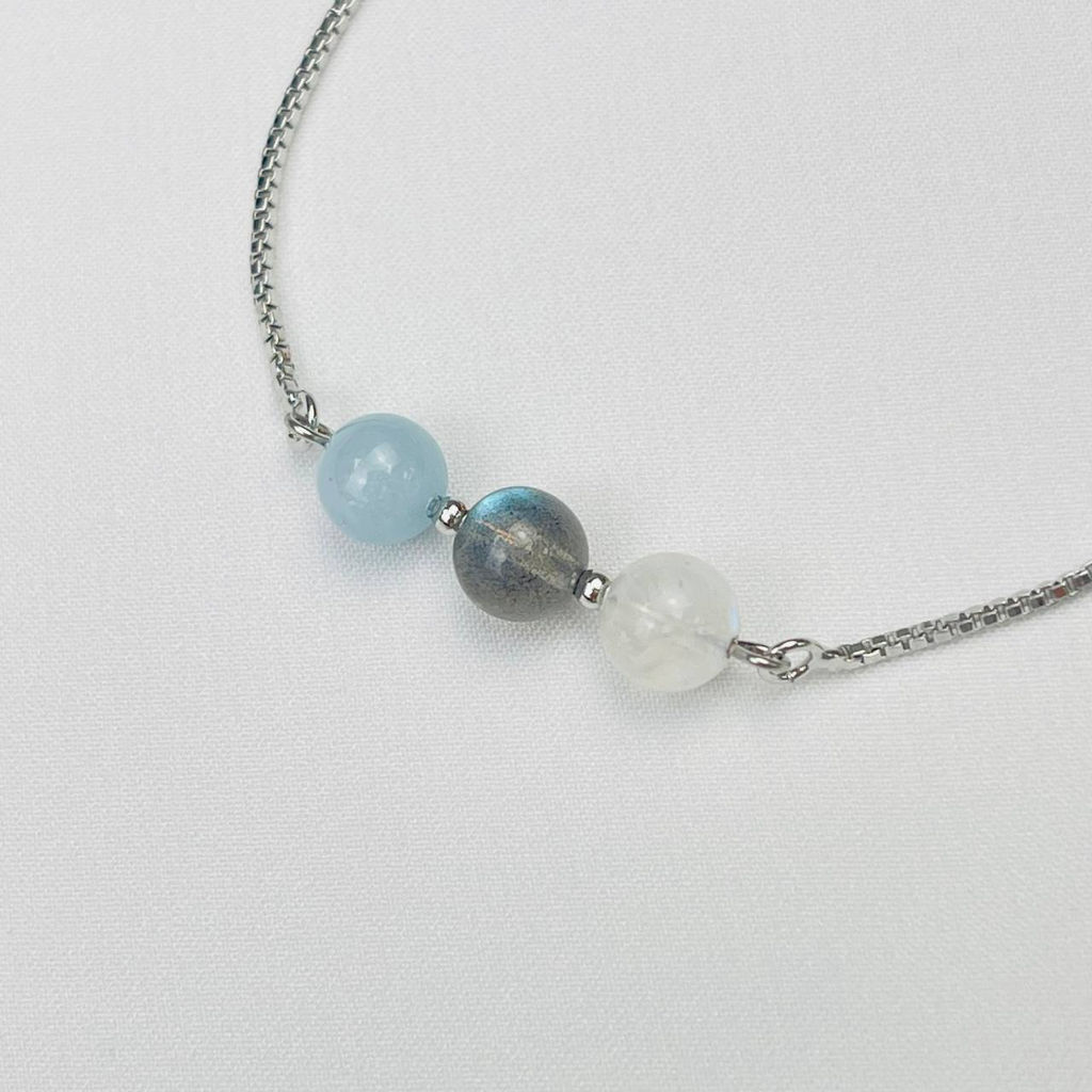 Браслет регулируемый для Скорпиона из Лабрадора, Аквамарина и Лунного камня - Радуга самоцветов фото 3