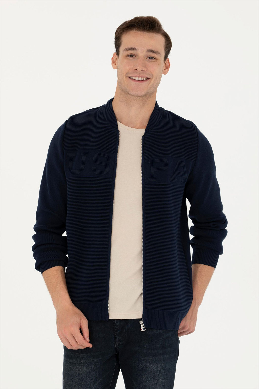 U. S. Polo Assn Мужской темно-синий трикотажный кардиган - U.s. polo assn фото 8