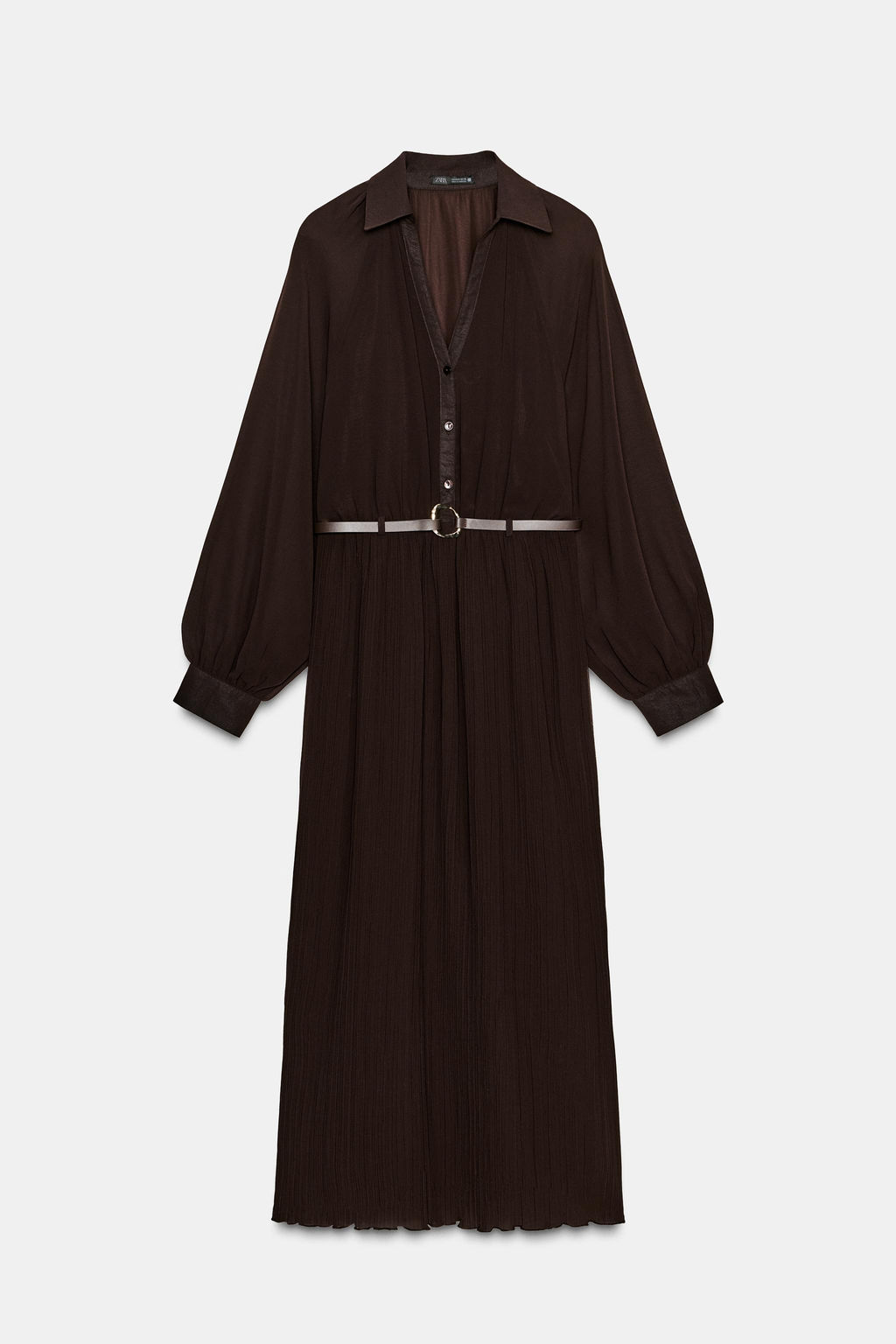 PLEATED MIDI DRESS WITH BELT - Zara фото 6