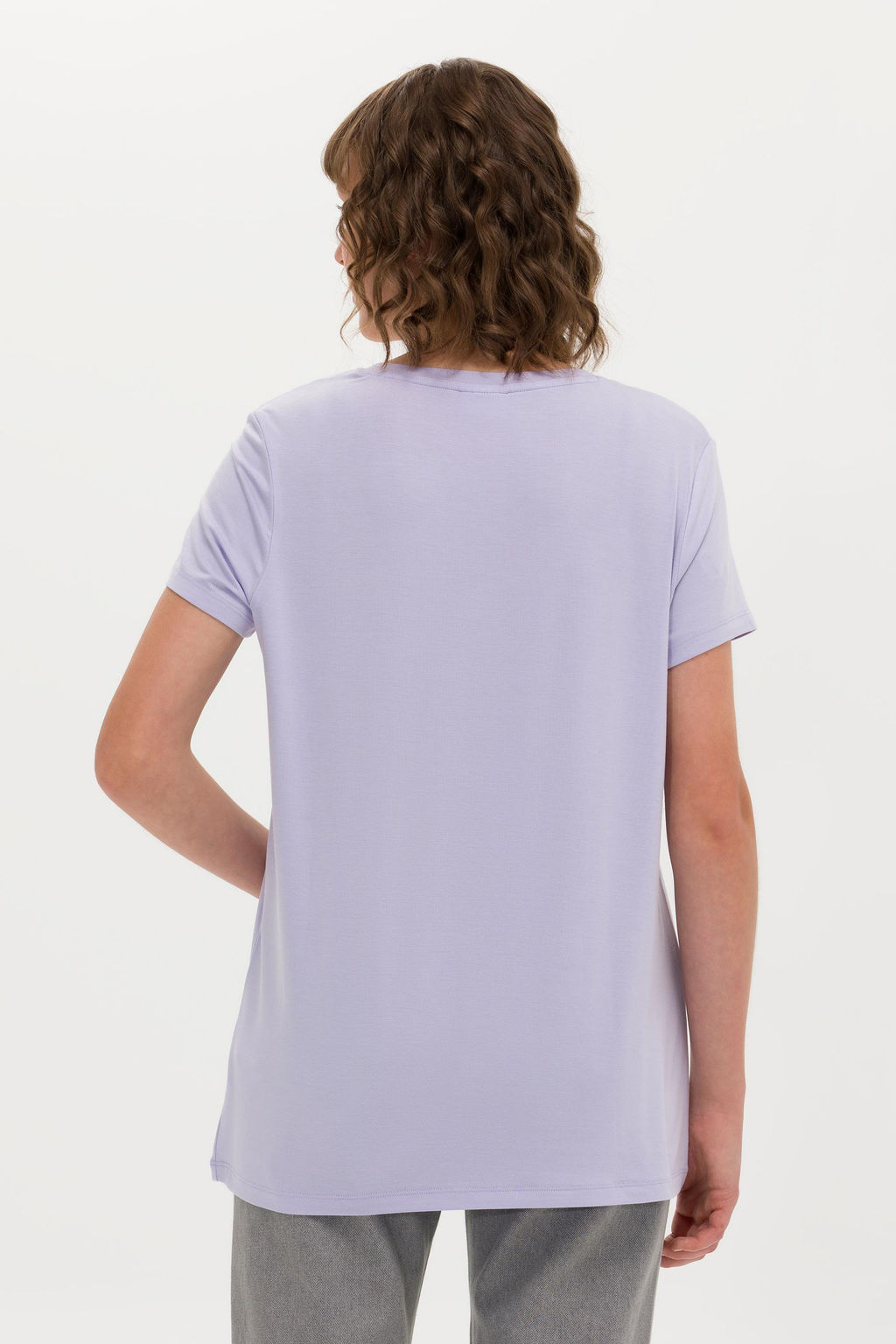 Женская сиреневая базовая футболка с v-образным вырезом Неожиданная скидка в корзине - U.s. polo assn фото 5