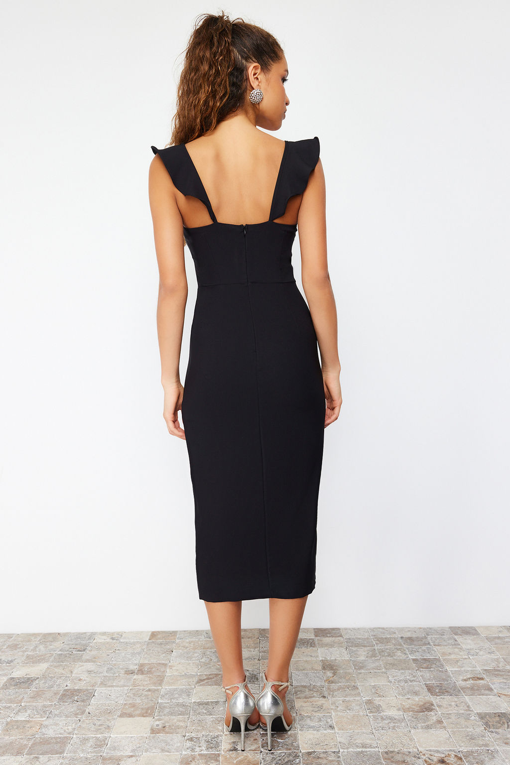 TRENDYOLMILLA Siyah Dokuma Elbise TPRSS24EL00134  фото 6