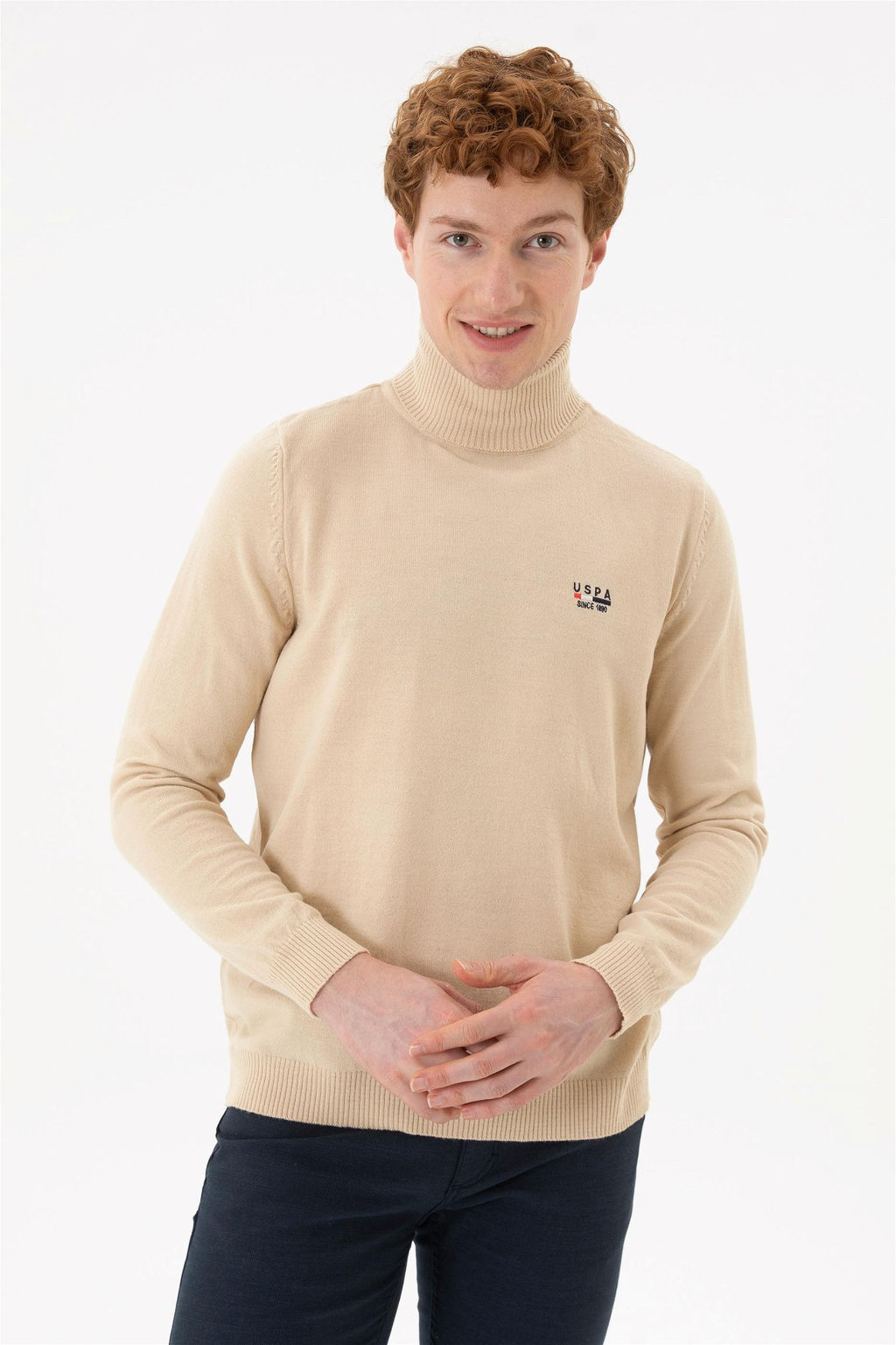 Мужской базовый свитер кремового меланжа - U.s. polo assn фото 3