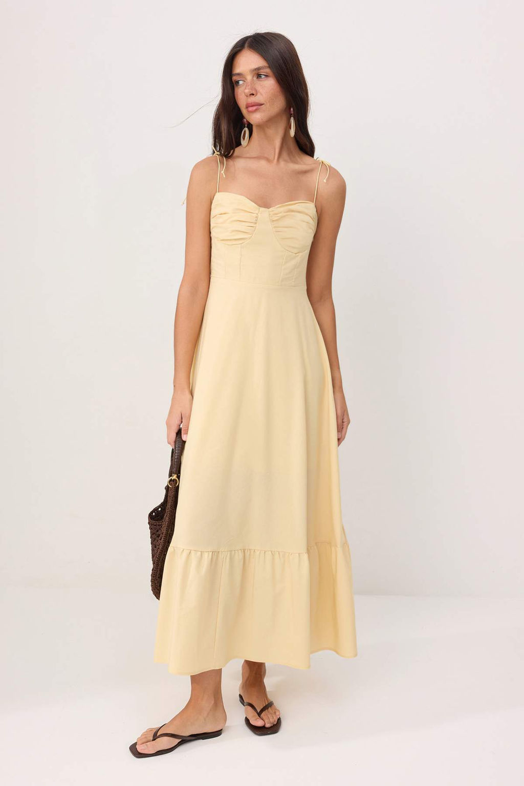 TRENDYOLMILLA Beyaz Drape Detayl? Dokuma Maxi Elbise TWOSS24EL01128  фото 28