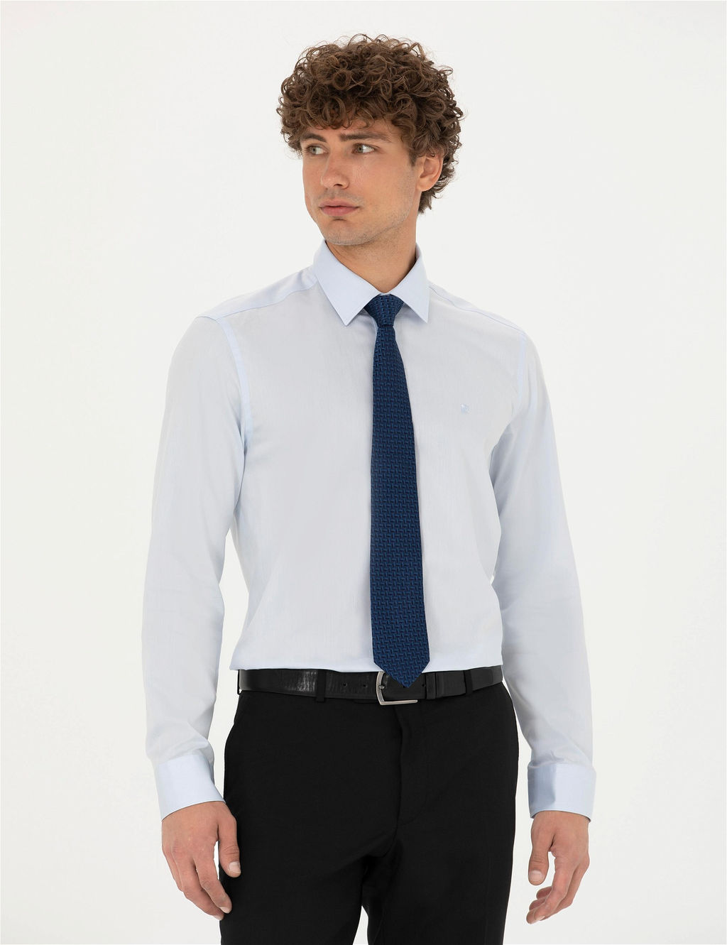 A__k Mavi Slim Fit Uzun Kollu G_mlek