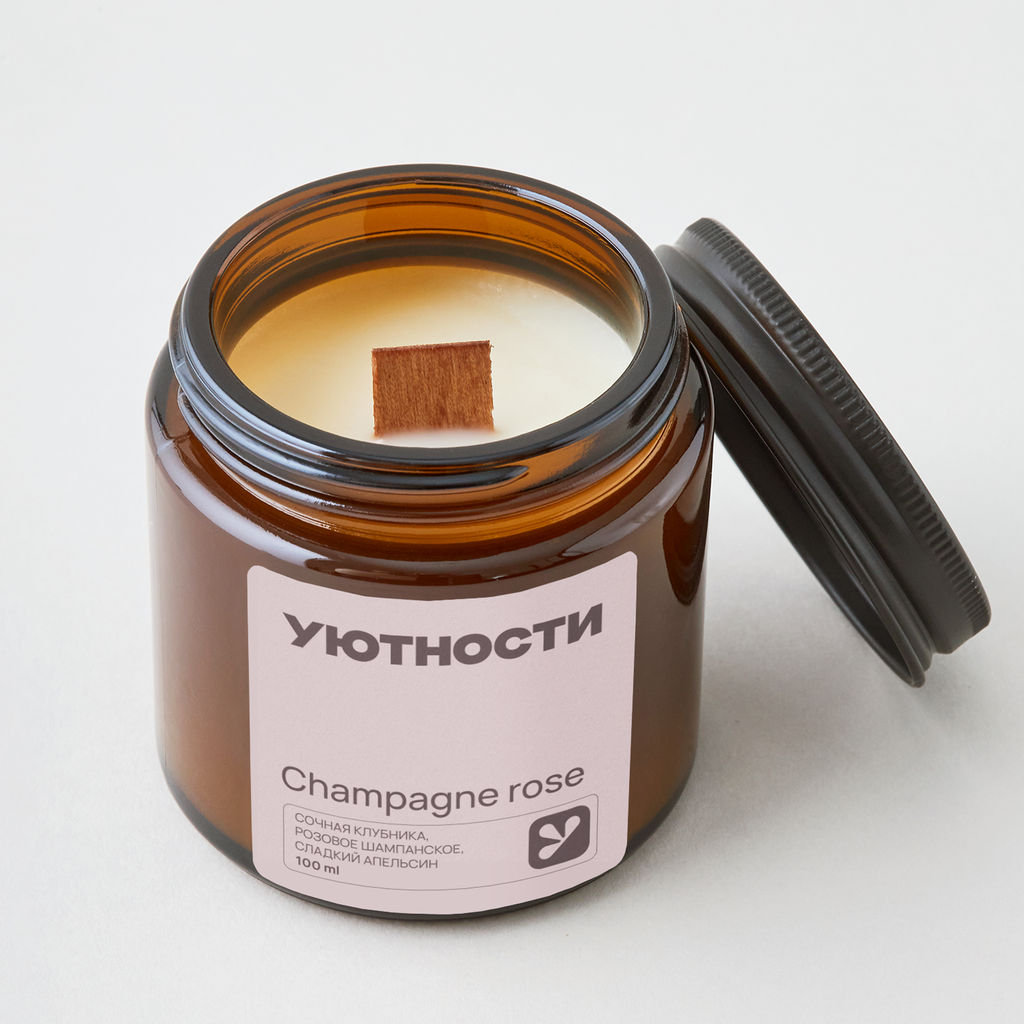 Свеча ароматическая 100мл Champagne rose - Уютности фото 4