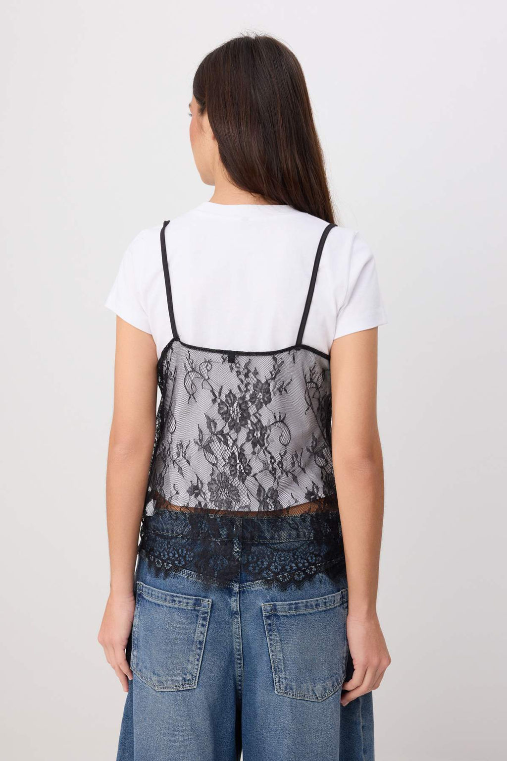 Ekru D_z Regular/Normal Kal_p Bisiklet Yaka Dantel Atlet Detayl_ Esnek _rme T-Shirt TWOSS26TS00290 - Trendyolmilla фото 8