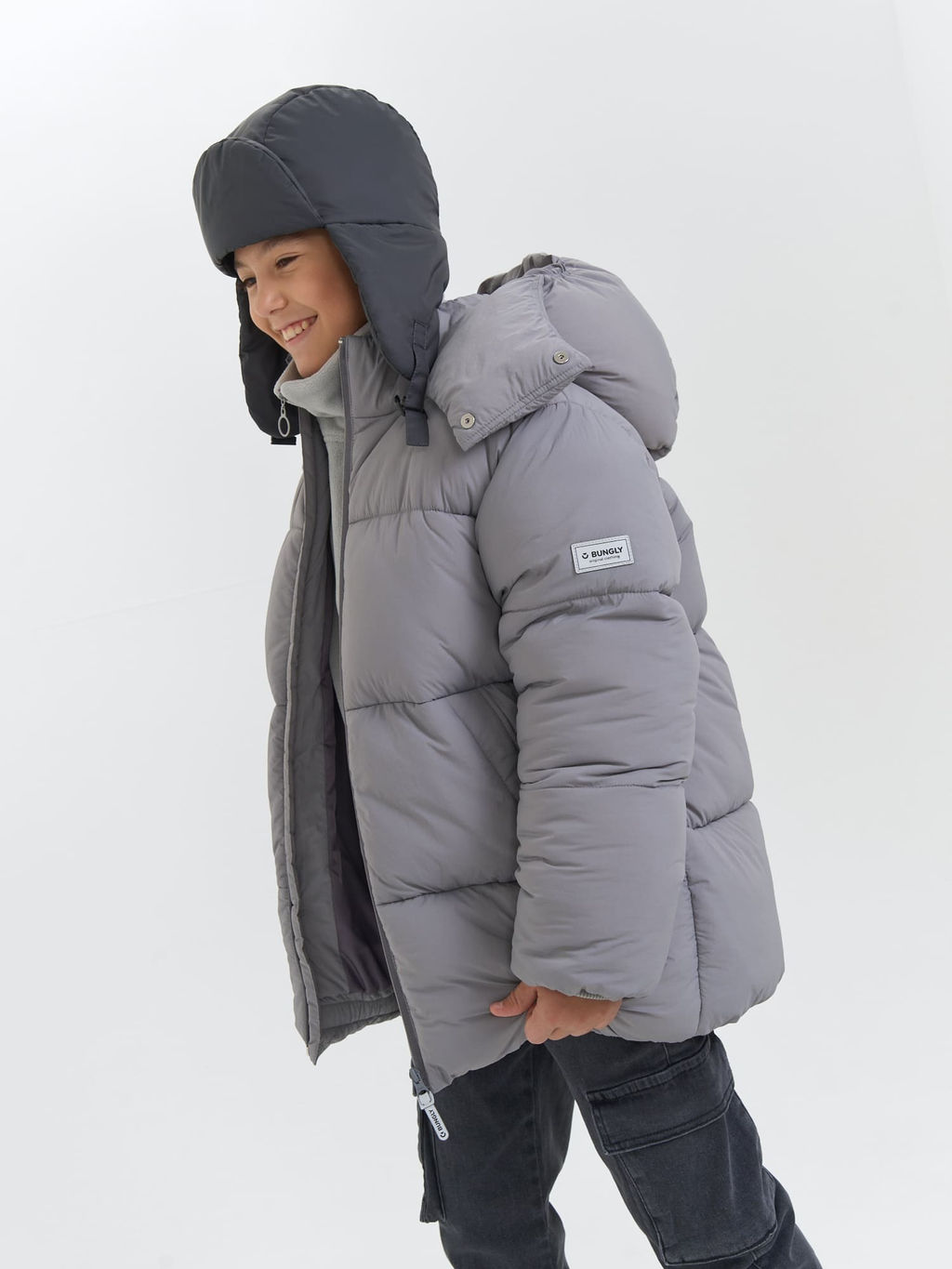 Шапка ушанка зимняя Графит 7+ - Bungly фото 3