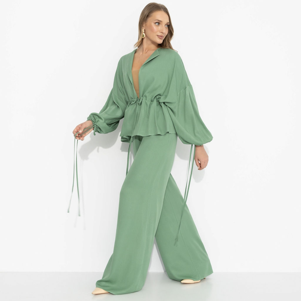 Брючный костюм из 100% вискозы, Серьезная леди (2 в 1, шалфей) - Charutti фото 9