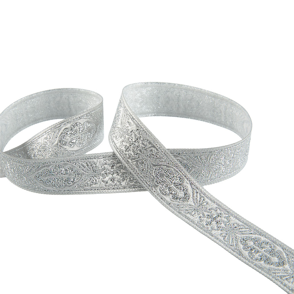 Лента жаккардовая 25 мм Gamma TRJ-65 металл. 10 м отделочная(галун православный)