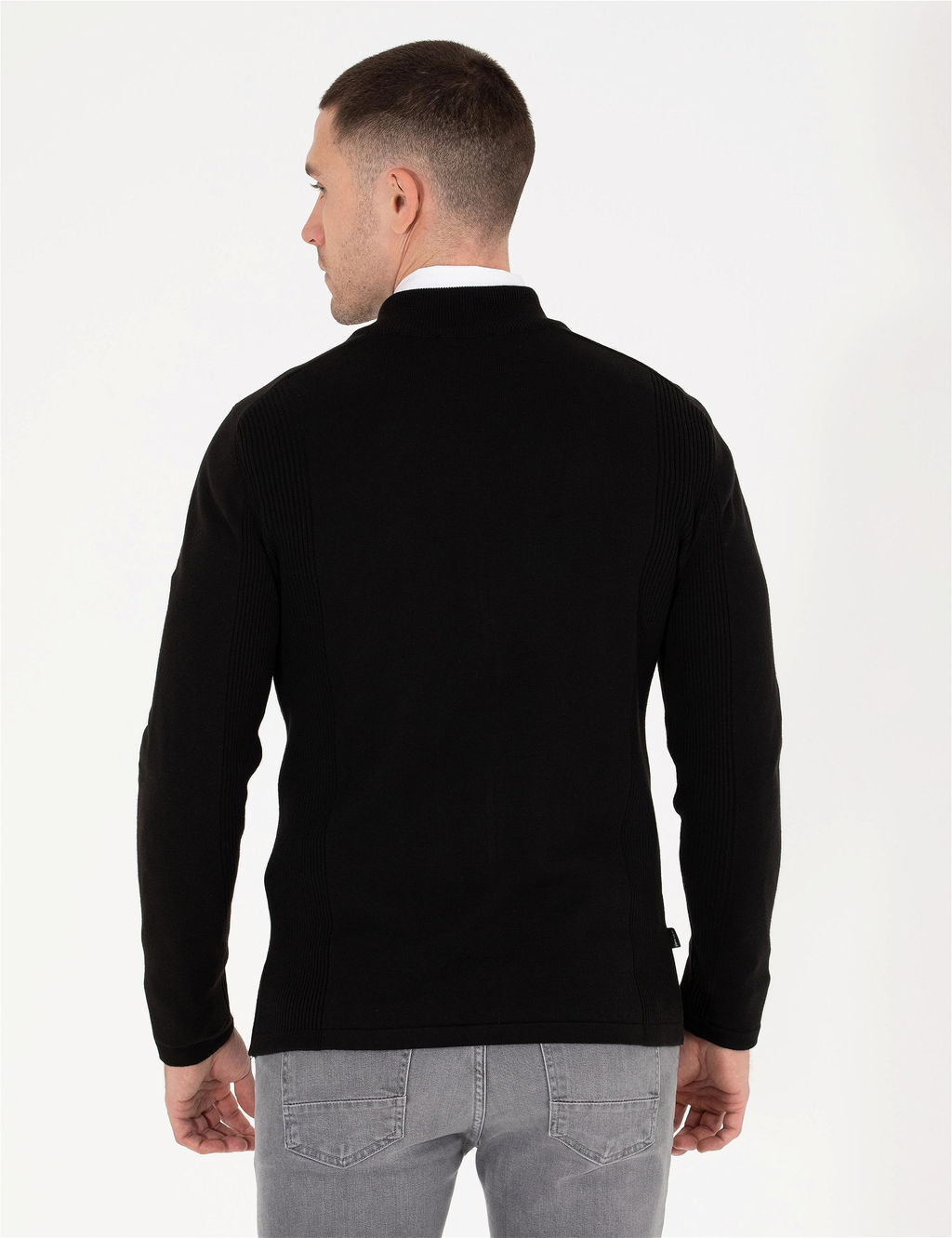 Siyah Slim Fit Fermuarl_ Triko H_rka - Pierre cardin фото 5
